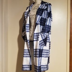 Blue/White Plaid Pea Coat/Trenchcoat